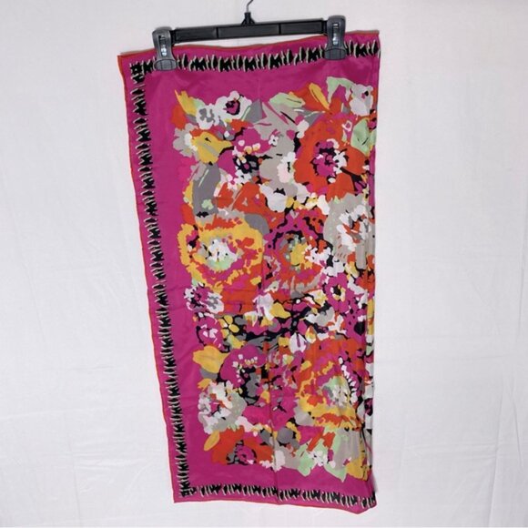 BCBGMaxAzria Pink Abstract Floral Square Scarf - Picture 11 of 16